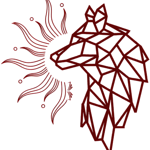 nakh collective logo wolf icon with sun behind it